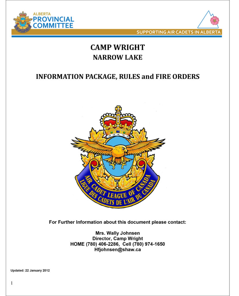 Camp Wright Alberta Provincial Committee of the Air Cadet League of